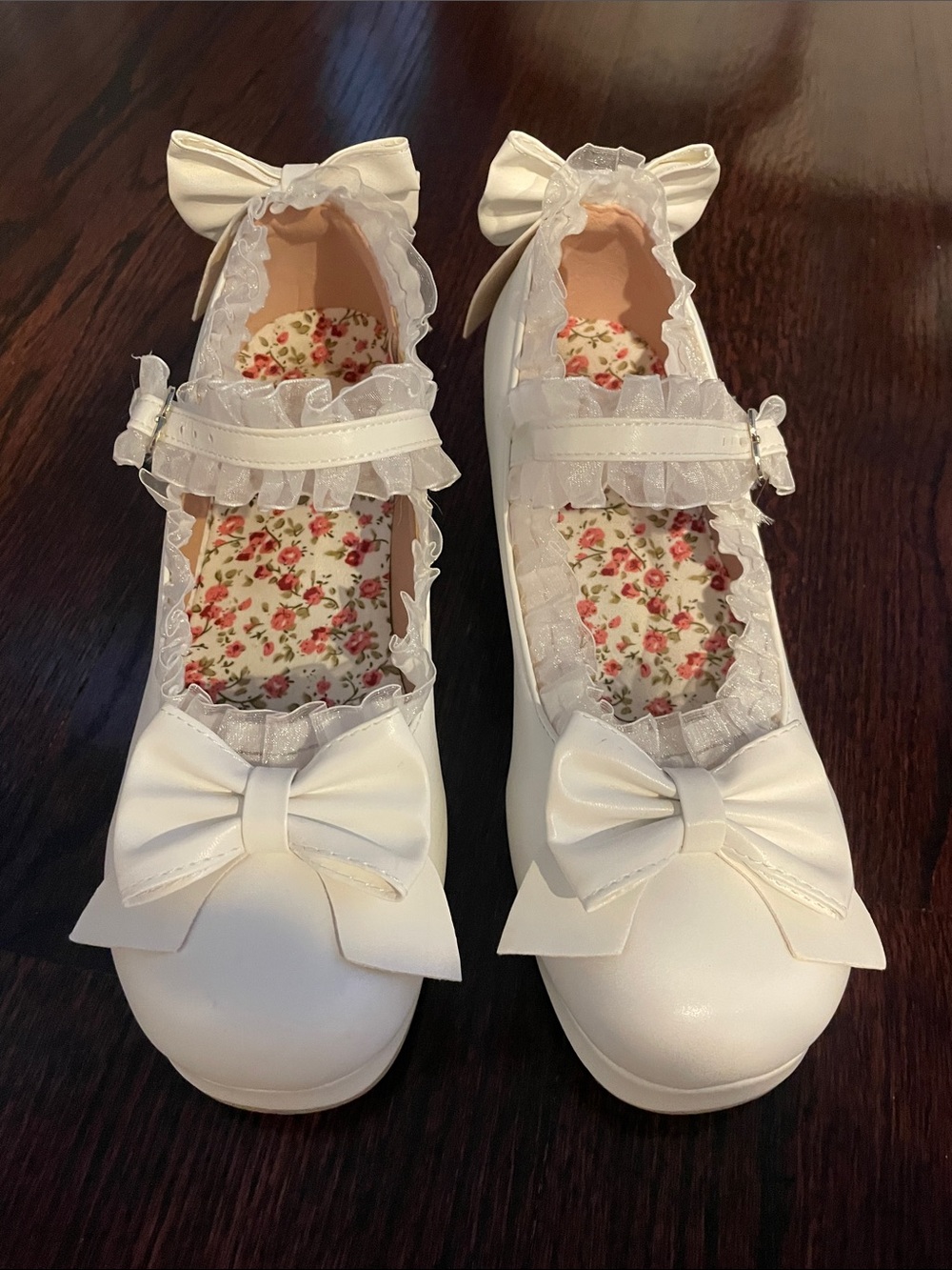 Classic White Bow Mary Jane Dress Shoes for Women